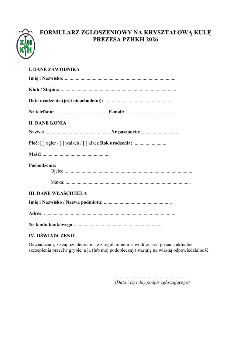 Formularz zgl. KK sc.hc